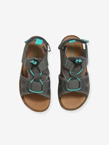 Sandalias con autoadherente para niño AZUL OSCURO LISO+GRIS OSCURO LISO 