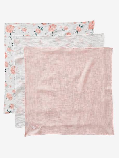 Pack de 3 paños Eau de Rose ROSA CLARO LISO CON MOTIVOS 