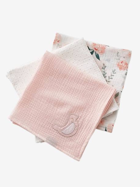 Pack de 3 paños Eau de Rose ROSA CLARO LISO CON MOTIVOS 