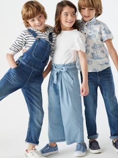 Pantalón pesquero de estilo "paperbag" de denim ligero, para niña