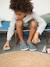 Sandalias de piel con tiras autoadherentes, para niño AZUL MEDIO LISO 