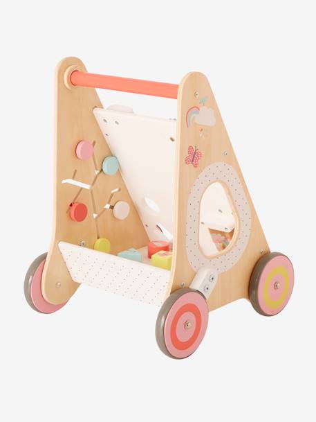 Carrito andador con silla para muñeca de madera FSC® rosado - Vertbaudet