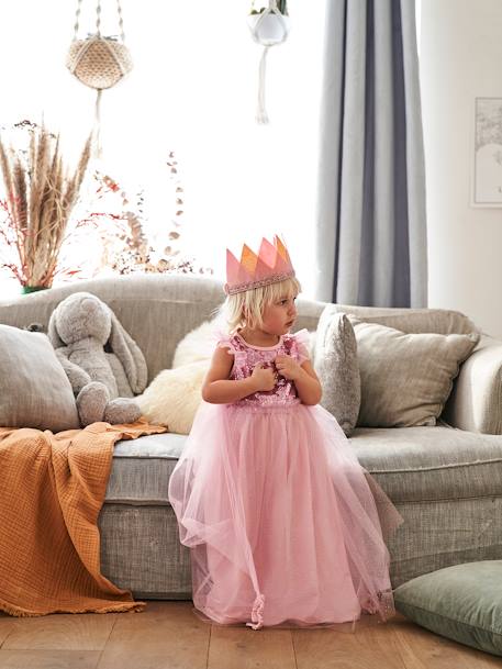 Disfraz de princesa con velo y corona rosa - Vertbaudet