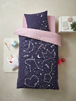 Textil Hogar y Decoración-Ropa de cama niños-Fundas nórdicas-Conjunto de funda nórdica + funda de almohada con detalles fluorescentes Miss Constellation