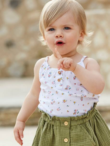 Camiseta sin mangas de rayas finas con tirantes, para bebé