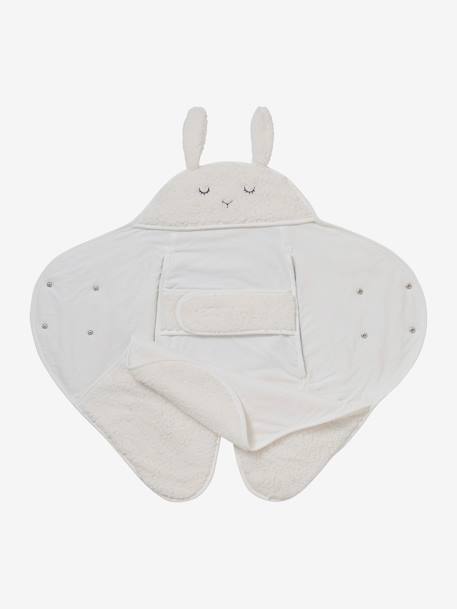 Manta chancelière para bebé de peluche con forro de punto BEIGE OSCURO LISO+BLANCO OSCURO LISO 