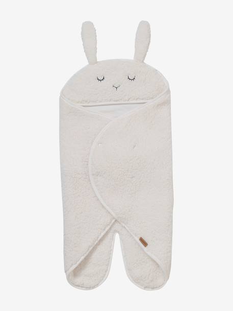 Manta chancelière para bebé de peluche con forro de punto BEIGE OSCURO LISO+BLANCO OSCURO LISO 