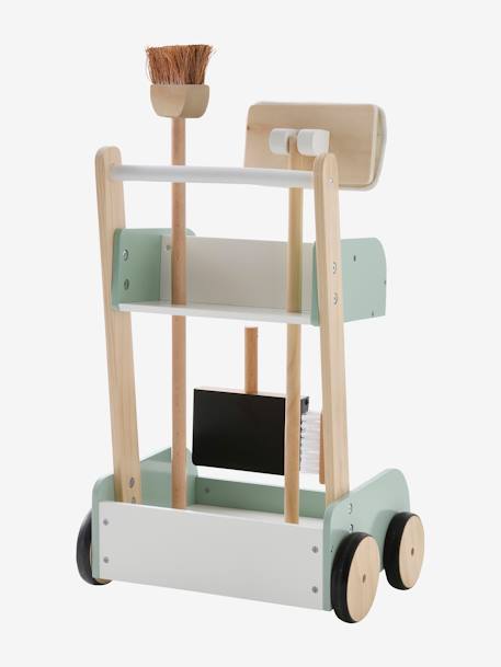 Carrito de limpieza de madera verde 