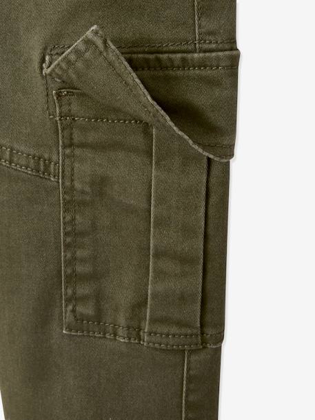 Pantalón cargo fácil de vestir para niño azul hielo+marrón grisáceo+VERDE OSCURO LISO CON MOTIVOS 