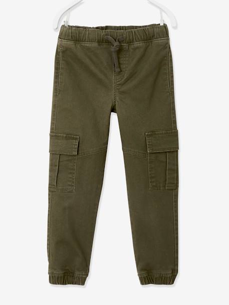 Pantalón cargo fácil de vestir para niño azul hielo+marrón grisáceo+VERDE OSCURO LISO CON MOTIVOS 