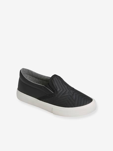 Zapatillas slip-on con estrellas bordadas, para niña NEGRO OSCURO LISO 