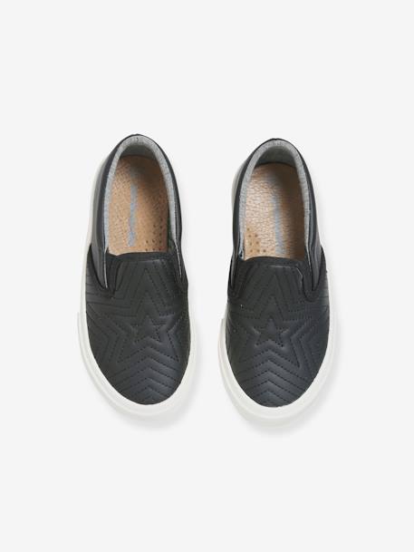 Zapatillas slip-on con estrellas bordadas, para niña NEGRO OSCURO LISO 