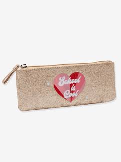 Estuche con purpurina con motivo de corazón "School is cool", para niña