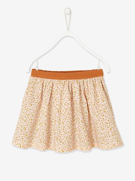 Falda reversible, lisa o estampada de flores, para niña AZUL MEDIO LISO+MARRON CLARO LISO+NARANJA MEDIO LISO 