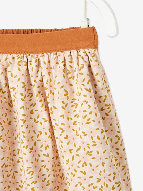 Falda reversible, lisa o estampada de flores, para niña AZUL MEDIO LISO+MARRON CLARO LISO+NARANJA MEDIO LISO 