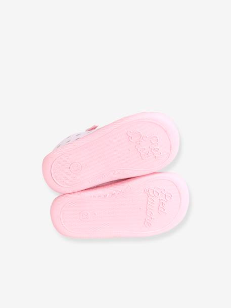 Zapatillas de casa con cremallera para bebé niña, fabricadas en Francia ROSA CLARO ESTAMPADO 