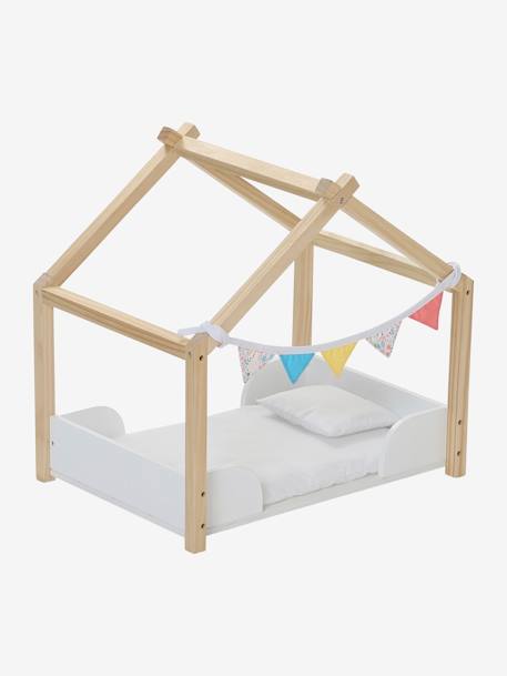 Cama cabaña para muñecas de madera FSC® multicolor 