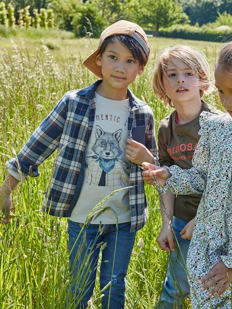 Camisa a cuadros, para niño AZUL OSCURO A CUADROS+MARRON OSCURO A CUADROS+VERDE MEDIO A CUADROS 