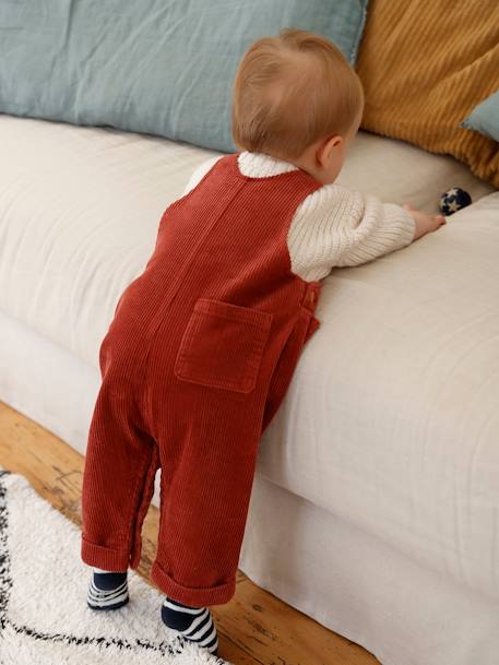 Peto de terciopelo para bebé niño ROJO MEDIO LISO 