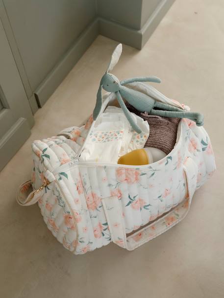 Bolso cambiador Baby Roll de gasa de algodón BLANCO CLARO ESTAMPADO+BLANCO MEDIO ESTAMPADO 