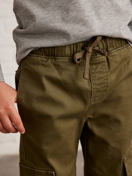 Pantalón cargo fácil de vestir para niño azul hielo+marrón grisáceo+VERDE OSCURO LISO CON MOTIVOS 