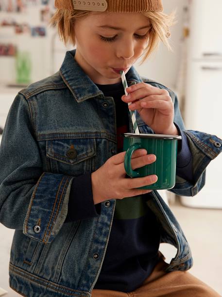 Chaqueta vaquera personalizable, con nuevo volumen, para niño AZUL OSCURO LAVADO 