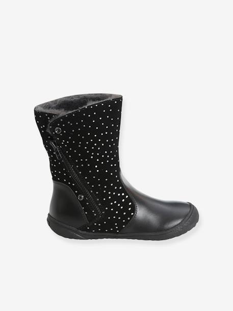 Botines de piel para niña NEGRO OSCURO LISO CON MOTIVOS 