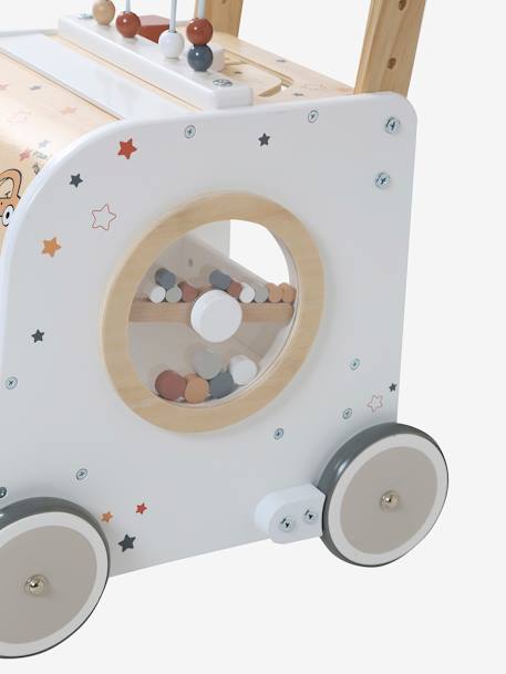 Carrito andador y cubo de actividades con frenos de madera FSC® multicolor 