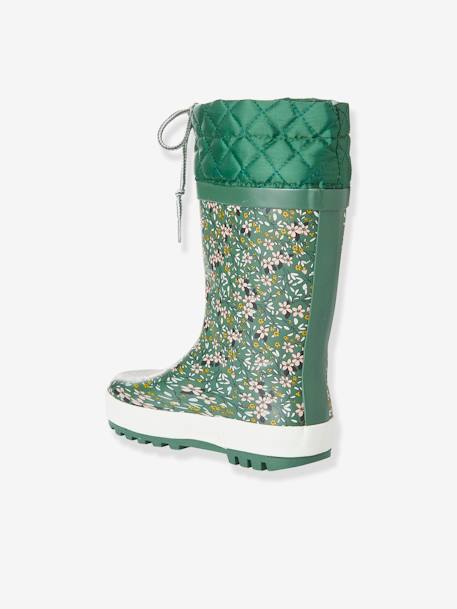 Botas de agua estampadas con cuello acolchado, para niña VERDE MEDIO ESTAMPADO 