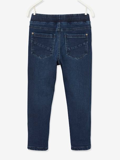 Pantalón recto forrado fácil de vestir, para niño AZUL OSCURO LAVADO 