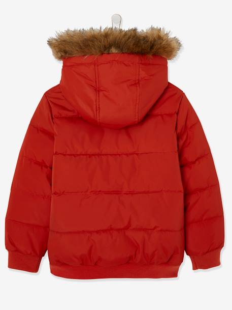 Chaqueta acolchada con capucha y forro de punto polar NARANJA MEDIO LISO CON MOTIVOS 