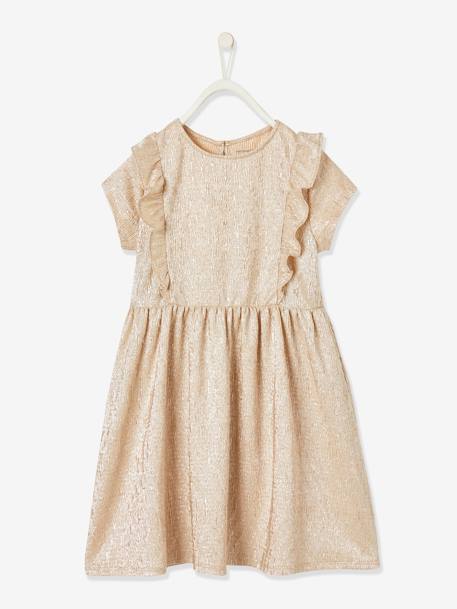 Vestido de fiesta de tejido lamé fantasía, para niña BEIGE CLARO METALIZADO+rosa rosa pálido 