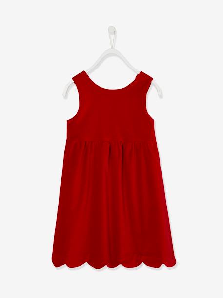 Vestido de fiesta de terciopelo liso y lacito detrás, para niña ROJO OSCURO LISO+verde 