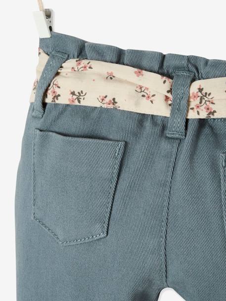 Pantalón con cinturón de tejido, para bebé rosa viejo+VERDE MEDIO LISO 