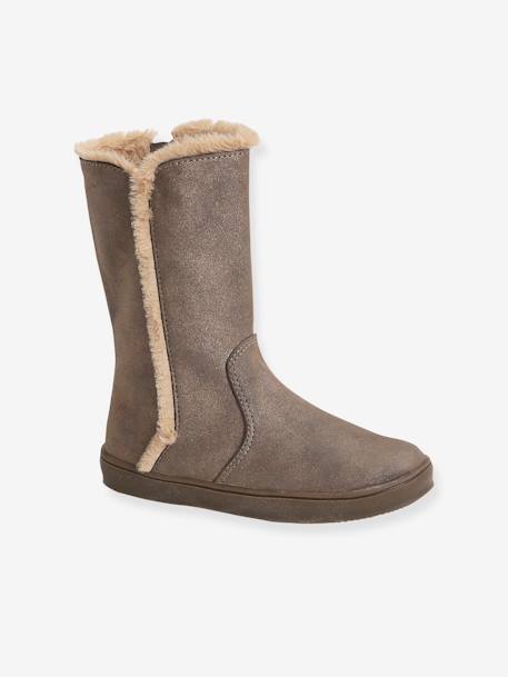 Botas forradas, para niña BEIGE MEDIO METALIZADO 