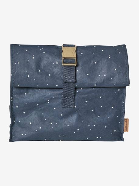 Bolso para meriendas de algodón con revestimiento AZUL OSCURO ESTAMPADO 