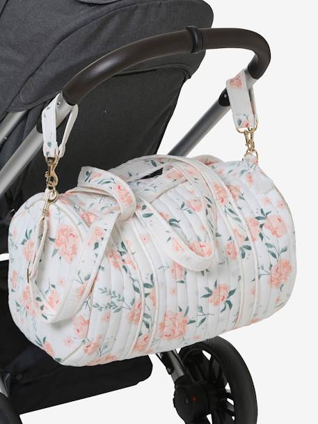 Bolso cambiador Baby Roll de gasa de algodón BLANCO CLARO ESTAMPADO+BLANCO MEDIO ESTAMPADO 