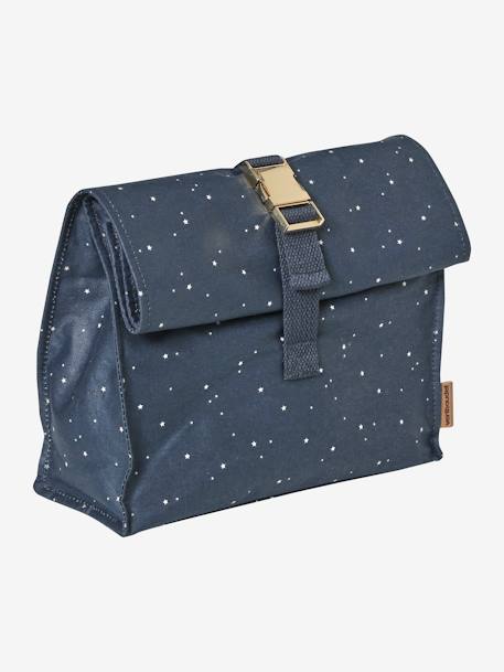 Bolso para meriendas de algodón con revestimiento AZUL OSCURO ESTAMPADO 