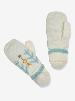 -Guantes para niña de punto jacquard y pompones de pelo sintético Oeko Tex®