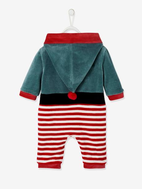 Pelele de terciopelo ''Papá Noel' unisex, para bebé ROJO OSCURO LISO CON MOTIVOS 