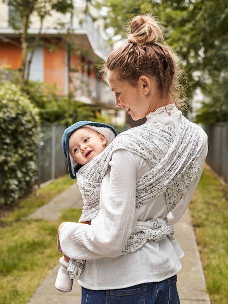 Fular portabebé VERTBAUDET BLANCO CLARO A RAYAS+BLANCO FUERTE ESTAMPADO+Gris jaspeado 