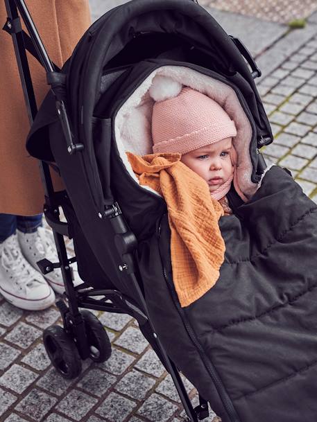 Saco chancelière para silla de paseo de tejido perlante AZUL OSCURO LISO+NEGRO OSCURO LISO 