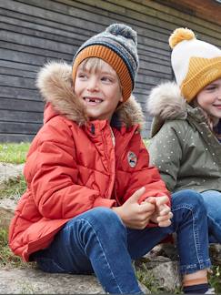 Niño-Chaqueta acolchada con capucha y forro de punto polar