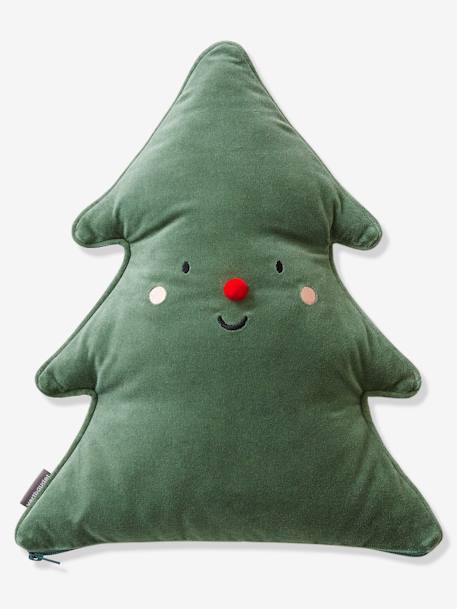 Cojín Árbol de Navidad personalizable VERDE OSCURO LISO CON MOTIVOS 