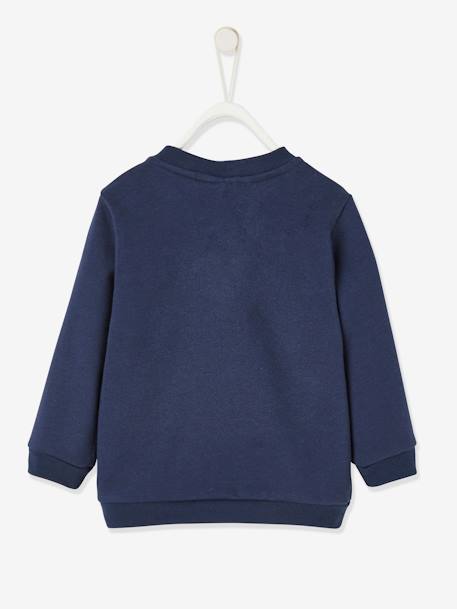 Sudadera infantil Notre Chouette Famille colección cápsula Vertbaudet de algodón orgánico AZUL OSCURO LISO CON MOTIVOS 