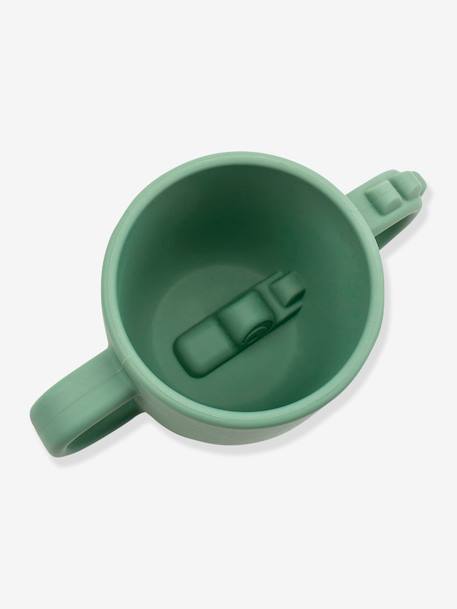 Taza con 2 asas DONE BY DEER Peekaboo Cocodrilo de silicona VERDE CLARO LISO 