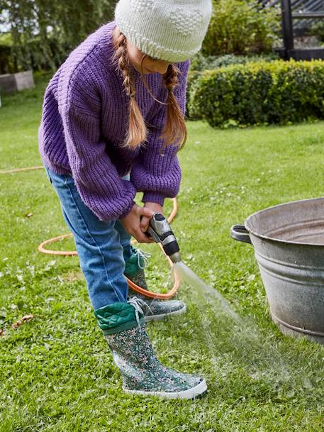 Botas de agua estampadas con cuello acolchado, para niña VERDE MEDIO ESTAMPADO 