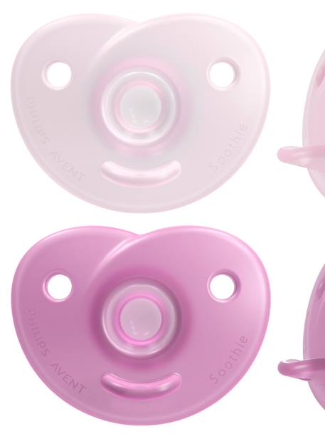 Lote de 2 chupetes para recién nacido Philips AVENT Soothie Corazón AZUL CLARO LISO+ROSA CLARO LISO 