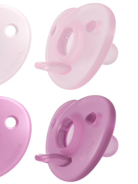 Lote de 2 chupetes para recién nacido Philips AVENT Soothie Corazón AZUL CLARO LISO+ROSA CLARO LISO 