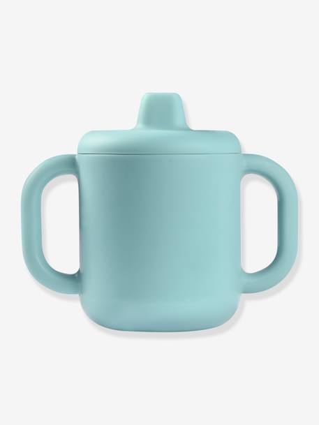 Taza de aprendizaje BEABA de silicona AZUL CLARO LISO+ROSA CLARO LISO 